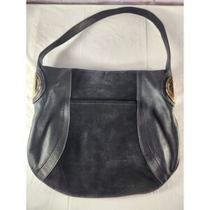 Timeless B. Makowsky Giamma Black Leather Suede Hobo Bag W/ Gold Hardware 12x14